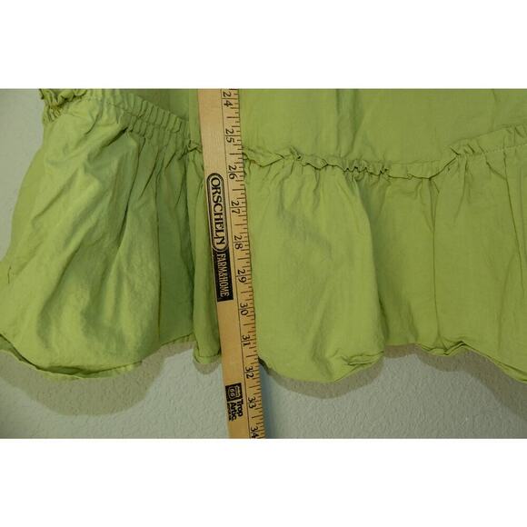 Le Lis Women’s M Green Smocked Mini Dress Cap Sleeve Milkmaid Peasant - Picture 7 of 8